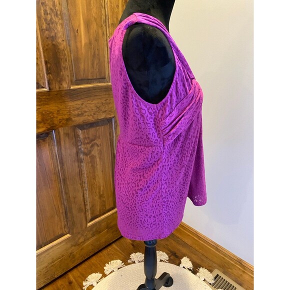 New York Co Blouse Size Large Top Pink Sleeveless V Neck Fuchsia Summer Stylish - Picture 4 of 7